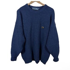 VTG Jackson Bay New Zealand 100 Wool Fisherman Sweater Mens Size L Blue Outdoor